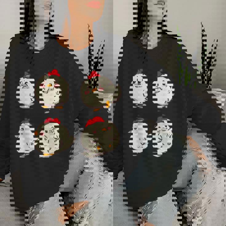 Chicken Chickens Cute Kawaii Anime Kawaii Japan レディーススウェットシャツ 彼女への贈り物