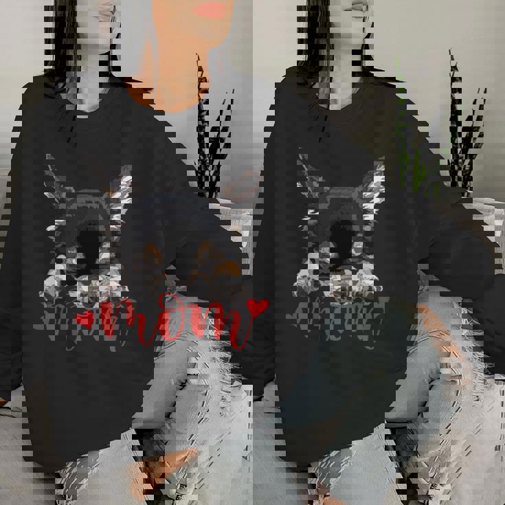 Chihuahua Mom The Dog Mother Chiwawa ブラック&タン チワワ 長袖tシャツ レディーススウェットシャツ 彼女への贈り物