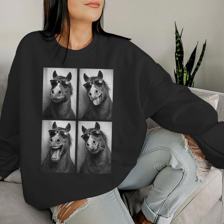 Cool Horse Sunglasses Photobooth Farm Animal Stallion Women Sweatshirt Gifts for Her