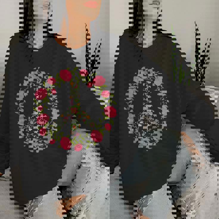 Flower Power Peace Love 60年代 70年代 ヒッピーコスチューム レディーススウェットシャツ 彼女への贈り物