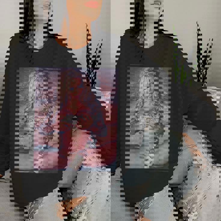 Hot Girl On ピストルを持つ少女 レディーススウェットシャツ 彼女への贈り物