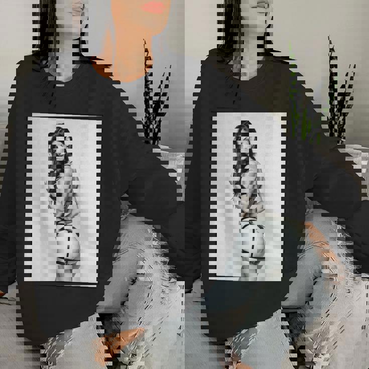 Hot Girl On 男性用 セクシー ブルネット ピンナップガール B&W レディーススウェットシャツ 彼女への贈り物
