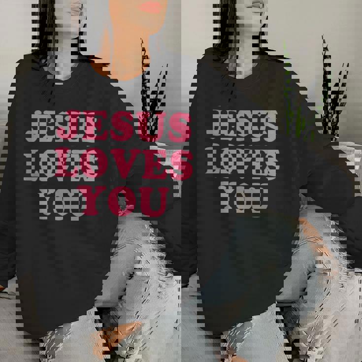 Jesus Loves You Christian Faith レディーススウェットシャツ 彼女への贈り物