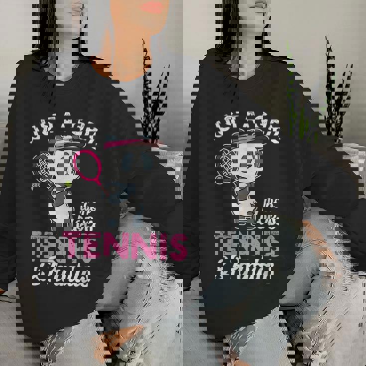 Just A Girl Who Love Tennis & Pandas パンダテニス愛好家 レディーススウェットシャツ 彼女への贈り物