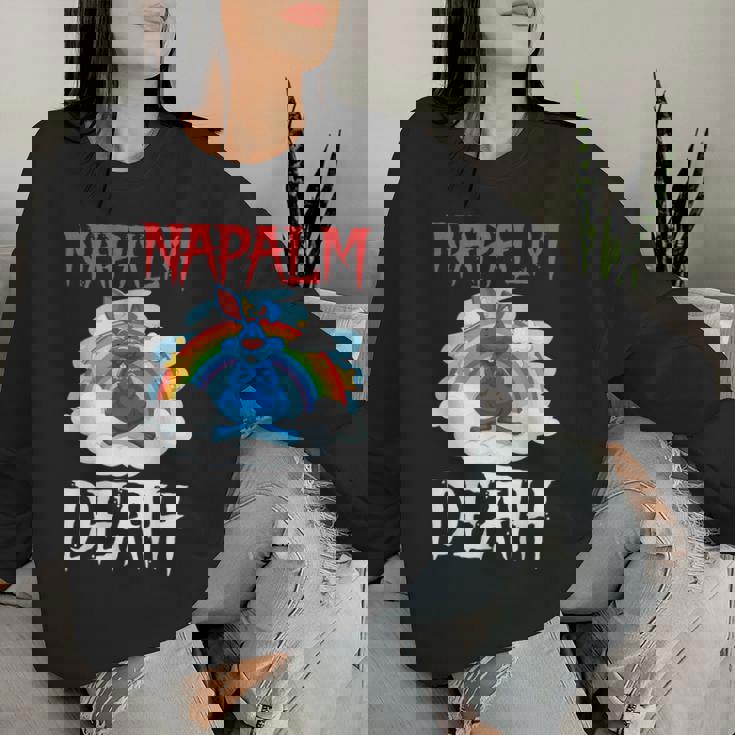 Napalm Death Rainbow Bunny ピンク ナパーム デスラビット レディーススウェットシャツ 彼女への贈り物