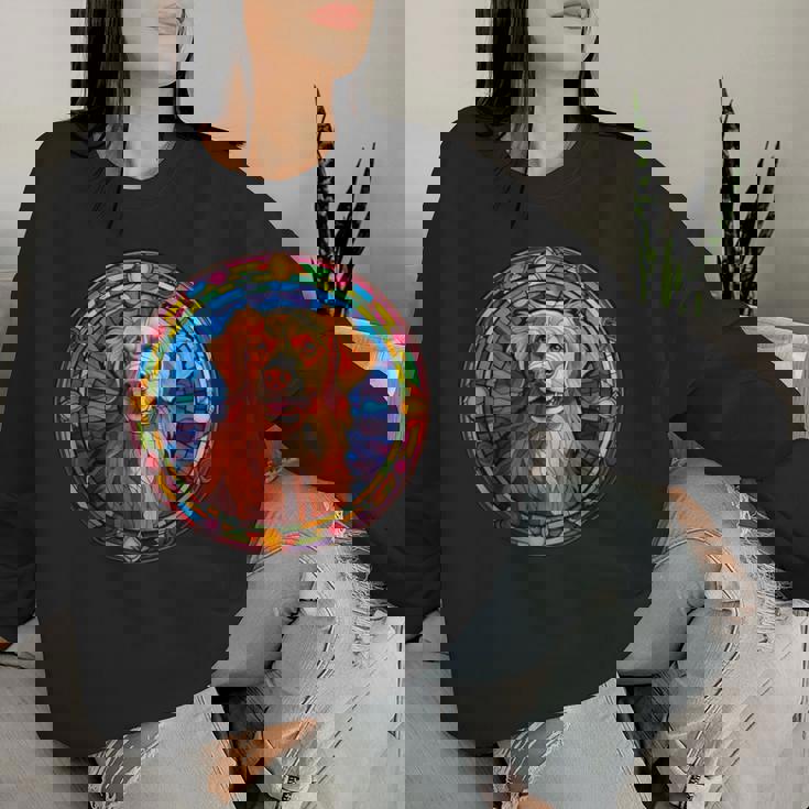 Novacotia Duck Tolling Retriever Toller Dog ステンドグラス レディーススウェットシャツ 彼女への贈り物