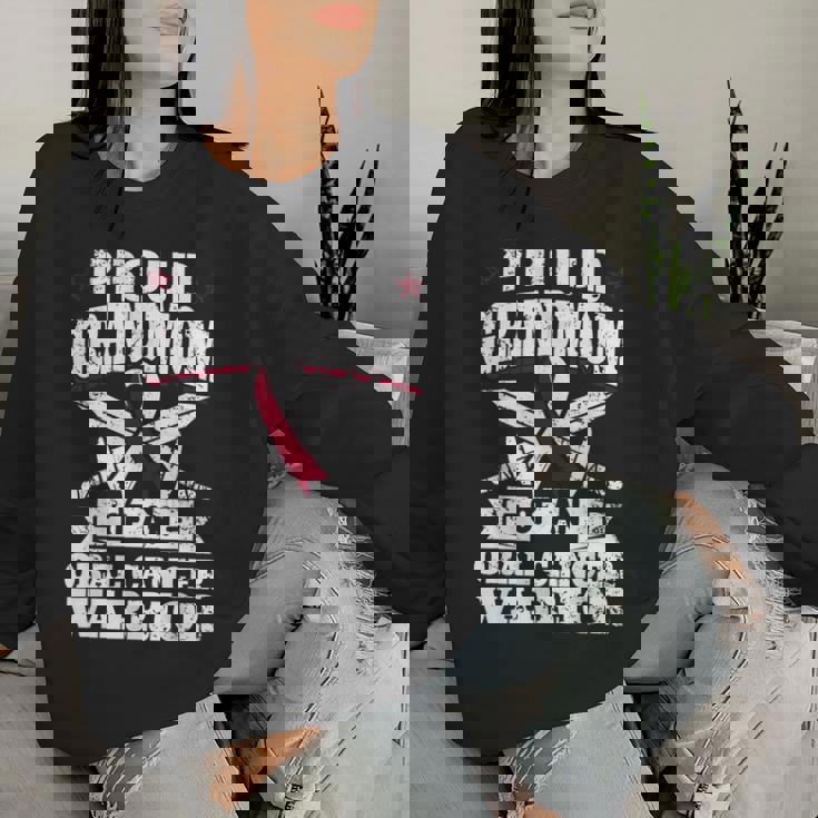 Oral Cancer Warrior Awareness リボン Proud Grandmom Of An Oral Cancer Warrior レディーススウェットシャツ 彼女への贈り物