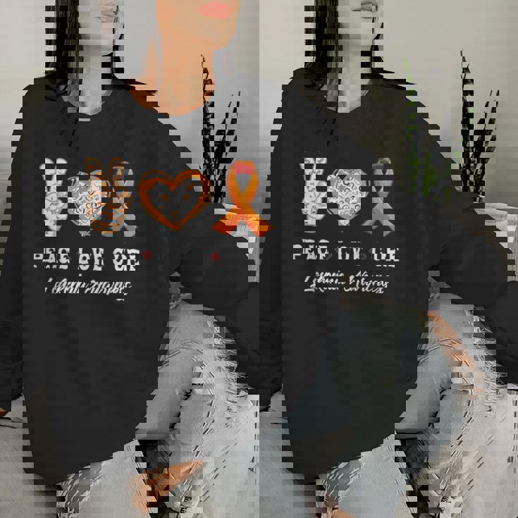 Peace Love Cure 白血病 意識啓発 男性 女性 子供 白血病 レディーススウェットシャツ 彼女への贈り物