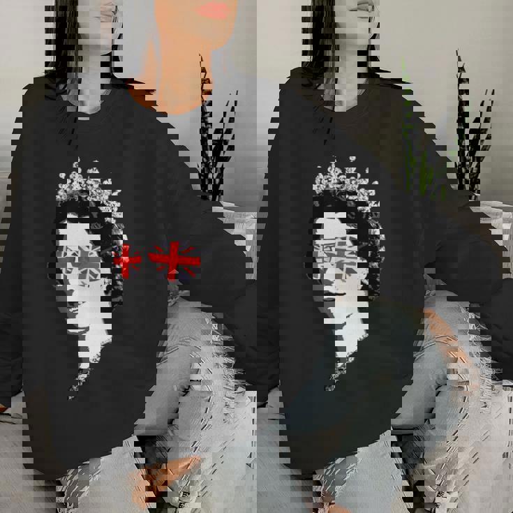 Queen Elizabeth Iiunglasses British Crown エリザベス女王 Meme レディーススウェットシャツ 彼女への贈り物