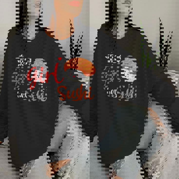 This Girl Lovesushi かわいい フェミニン 食べ物 引用アート レディーススウェットシャツ 彼女への贈り物