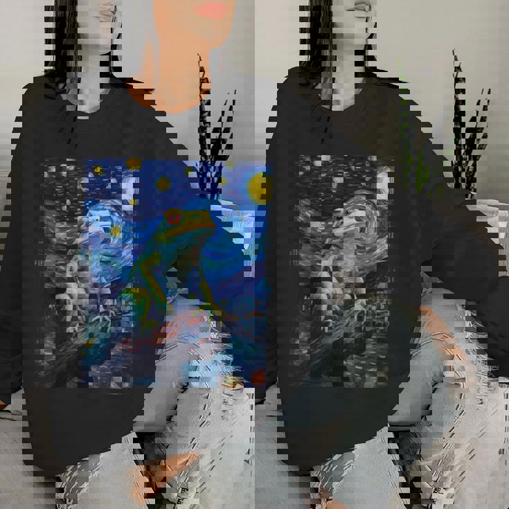 カエルキャッチャー 男の子 女の子 カエルハンター ゴッホ カエル レディーススウェットシャツ 彼女への贈り物