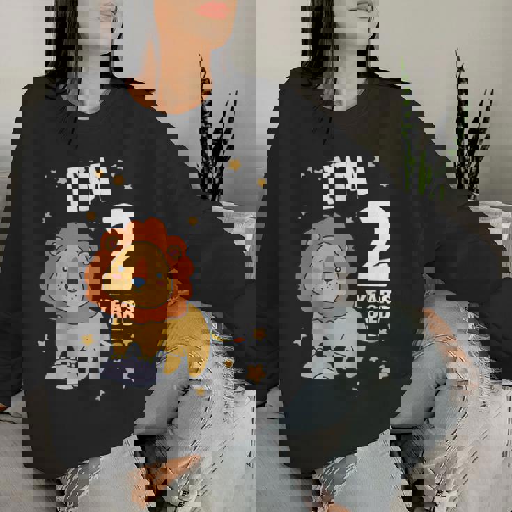 キッズ 2歳の誕生日 ライオン 2歳 男の子 女の子 レディーススウェットシャツ 彼女への贈り物