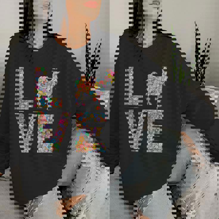 ヤギの動物愛の花 レディーススウェットシャツ 彼女への贈り物