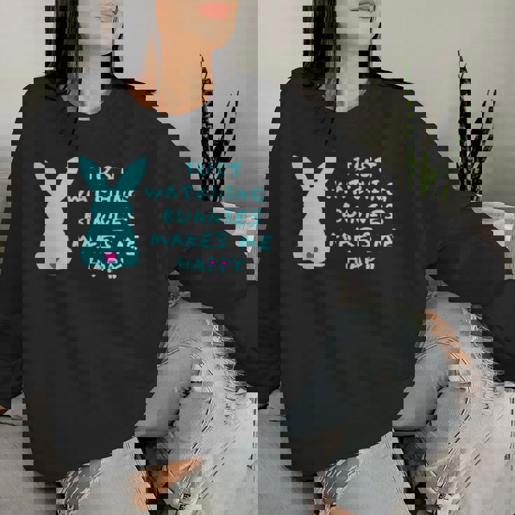 リサイズ ただうさぎを見てるだけで、幸せな気持ちになる Bunny Bunnies Rabit Happy うさぎ レディーススウェットシャツ 彼女への贈り物