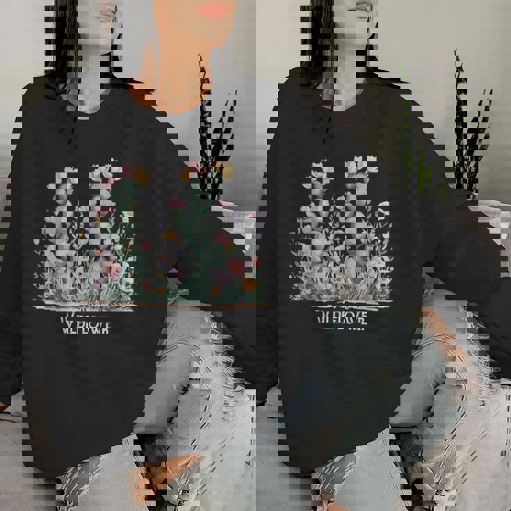 ワイルドフラワー ボヘミアン 砂漠の花 レディーススウェットシャツ 彼女への贈り物