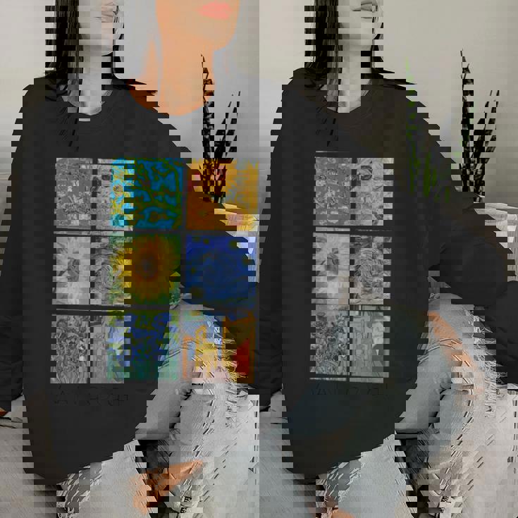 ヴァン・ゴッホコラージュ 星月夜 ひまわり アーモンドの花 レディーススウェットシャツ 彼女への贈り物