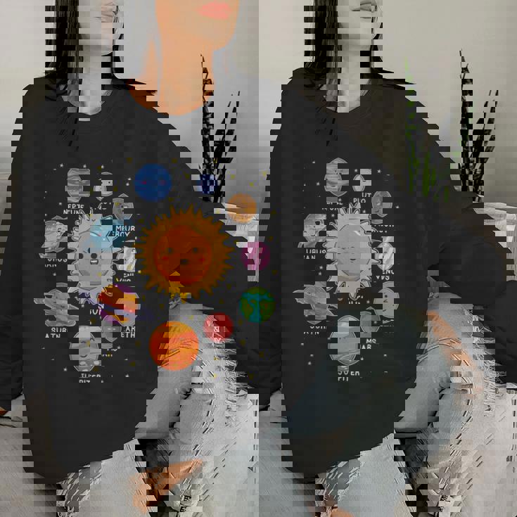 太陽系 惑星 宇宙 惑星 男の子 女の子 幼児 レディーススウェットシャツ 彼女への贈り物