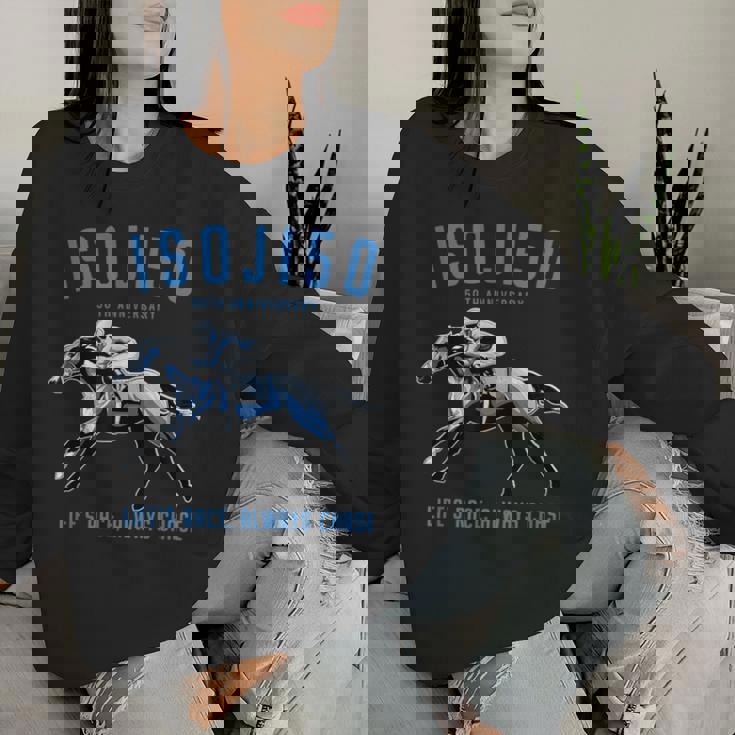 早寿祝い 五十路 競馬好き 馬好き 父 母 男性 女性 50歳お祝い Life's Race Always Chase レディーススウェットシャツ 彼女への贈り物