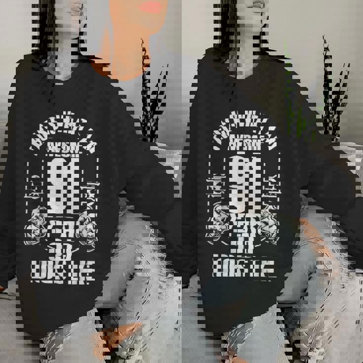 男性、女性、91歳の誕生日への91歳の誕生日プレゼント レディーススウェットシャツ 彼女への贈り物