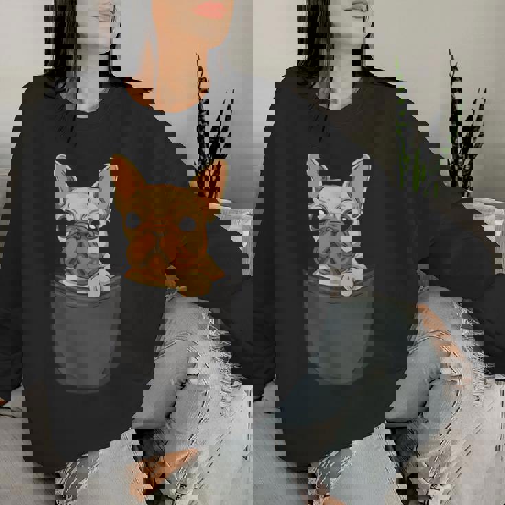 男性用、女性、子供用の胸ポケットに入った面白い子犬。 レディーススウェットシャツ 彼女への贈り物