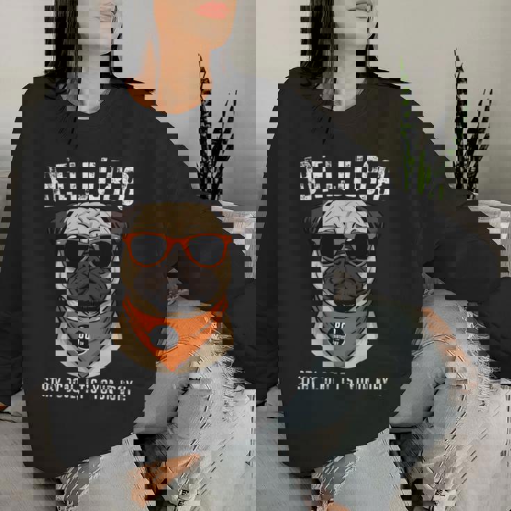 米寿祝い 犬 パグ サングラス 父 男性 女性 母 犬好き 米寿 お祝い 88歳 おもしろ おもろい 長袖tシャツ レディーススウェットシャツ 彼女への贈り物