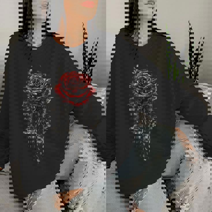 赤薔薇 花 ボタニスト ガーデン ガーデニング 花 バラ レディーススウェットシャツ 彼女への贈り物