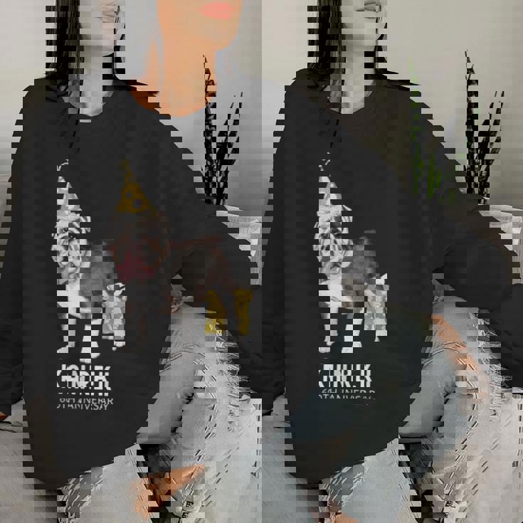 還暦祝い 犬好き 男性 女性 父 母 還暦 お祝い 60歳 かわいい 犬 ブルドッグ おしゃれ おもしろ 長袖tシャツ レディーススウェットシャツ 彼女への贈り物