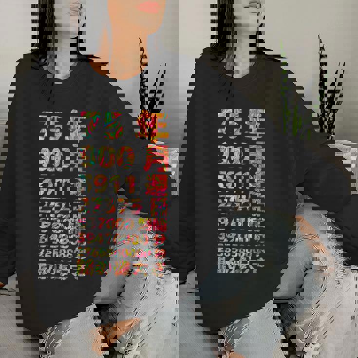 面白い75歳の誕生日の古いメーター 面白い75歳のギフト 女性 男性 面白い電卓 75歳の誕生日のギフト レディーススウェットシャツ 彼女への贈り物