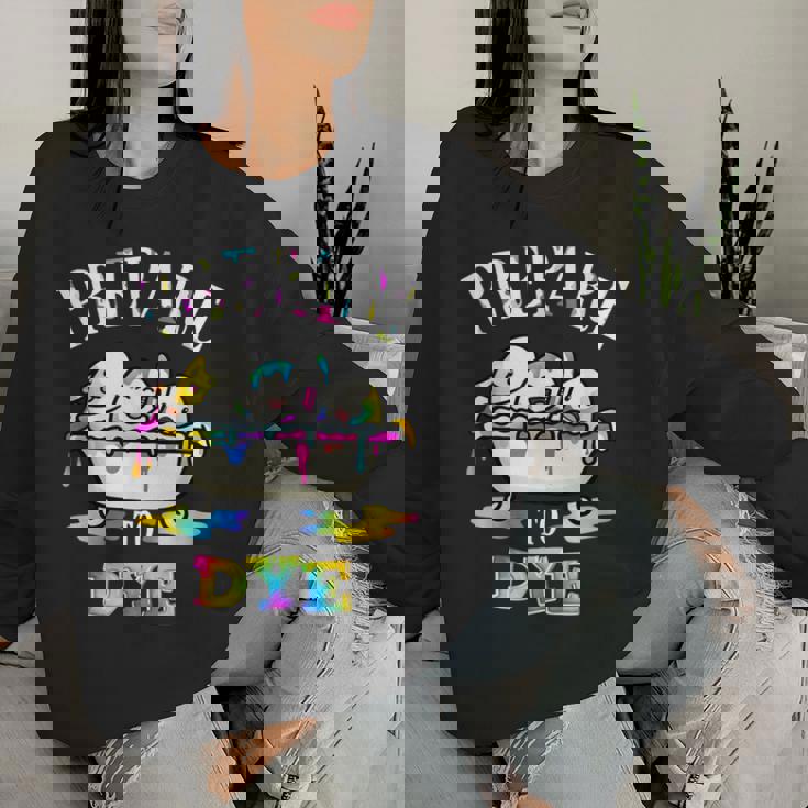 面白いイースターしゃれ。染める準備をする卵狩り。男性、女性、子供用。 レディーススウェットシャツ 彼女への贈り物