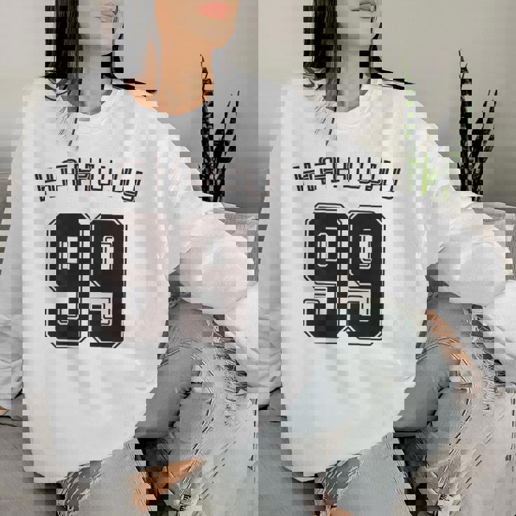 99 歳 白寿 祝い 99歳 99才 お祝い 男性 女性 白寿祝い 父 母 はくじゅ 背番号 バックプリント レディーススウェットシャツ 彼女への贈り物