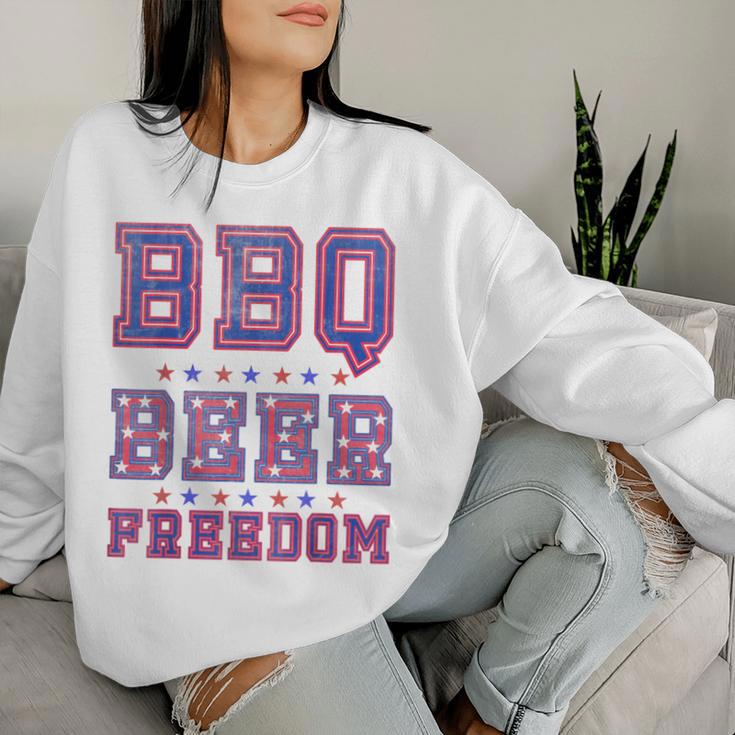 Bbq Beer Freedom シャツ ビンテージ レディーススウェットシャツ 彼女への贈り物