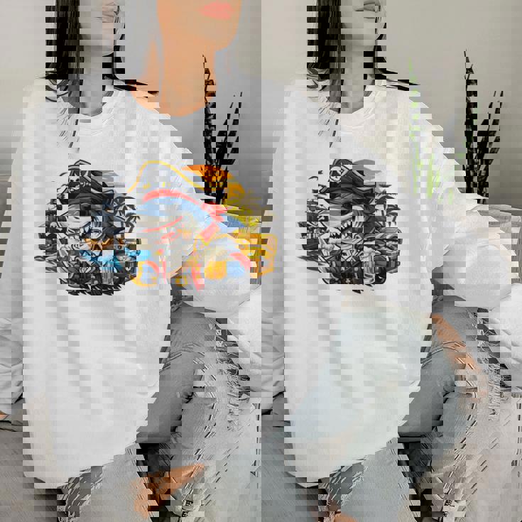 Beer Dad Piratehark グラフィック 漫画 海 アドベンチャーシャツ レディーススウェットシャツ 彼女への贈り物