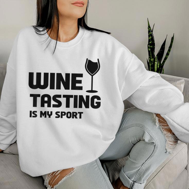 Wine Tasting Is Myport 面白いワインの名言 レディーススウェットシャツ 彼女への贈り物
