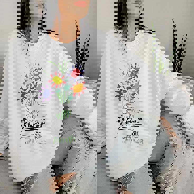 パブロ・ピカソ 平和の花 作品 描画 Papl2192 レディーススウェットシャツ 彼女への贈り物