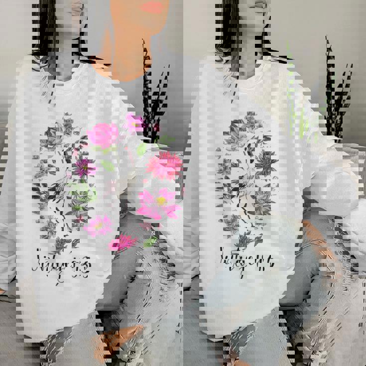 ヴィンテージ 1935年 蓮の花 日本の鶴 鳥 89歳の誕生日 レディーススウェットシャツ 彼女への贈り物