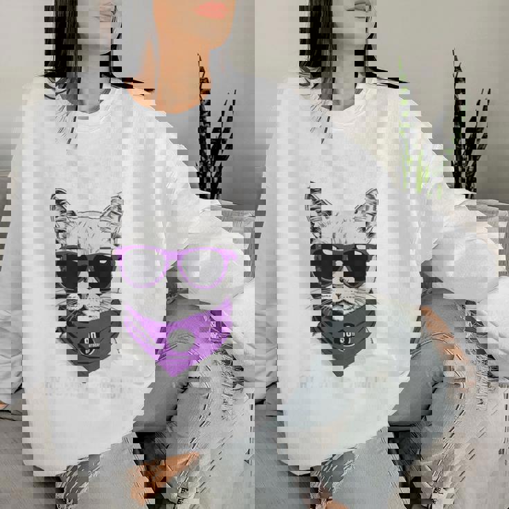 卒寿祝い ねこ サングラス 父 男性 女性 母 猫好き 卒寿 お祝い 90歳 おもしろ おもろい かっこいい レディーススウェットシャツ 彼女への贈り物