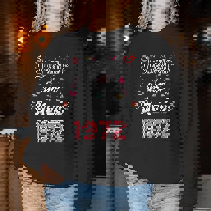 1972年3月より女王 花 1972年3月の誕生日 レディーススウェットシャツ 面白い贈り物