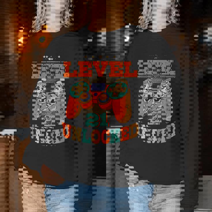 21歳の誕生日プレゼント 21歳 男性と女性、ビデオゲーム 2000年生まれ レディーススウェットシャツ 面白い贈り物