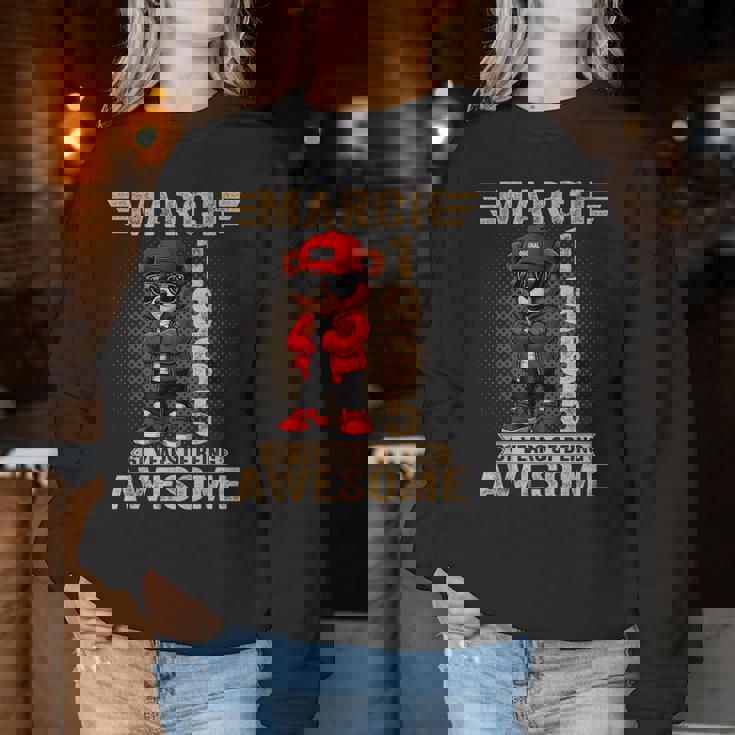 3月 61歳の誕生日 男性 女性 1965年 素晴らしいテディベア レディーススウェットシャツ 面白い贈り物