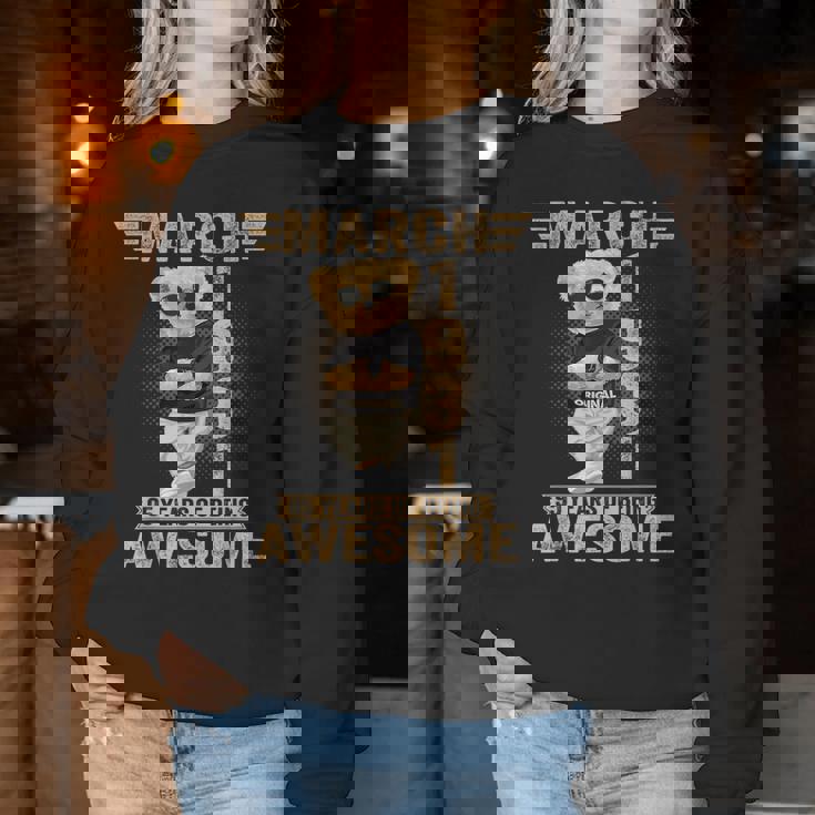 3月95歳の誕生日 男性 女性 1931年 素晴らしいテディベア レディーススウェットシャツ 面白い贈り物