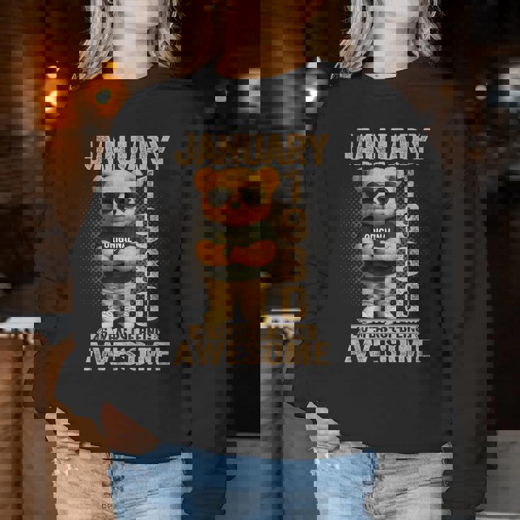 46歳 1980年1月 テディベア 46歳 誕生日 男性 女性 レディーススウェットシャツ 面白い贈り物