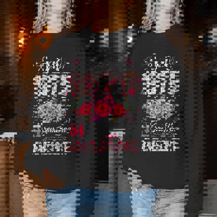 51歳 1975年4月 花柄 51歳 誕生日 男性 女性 レディーススウェットシャツ 面白い贈り物