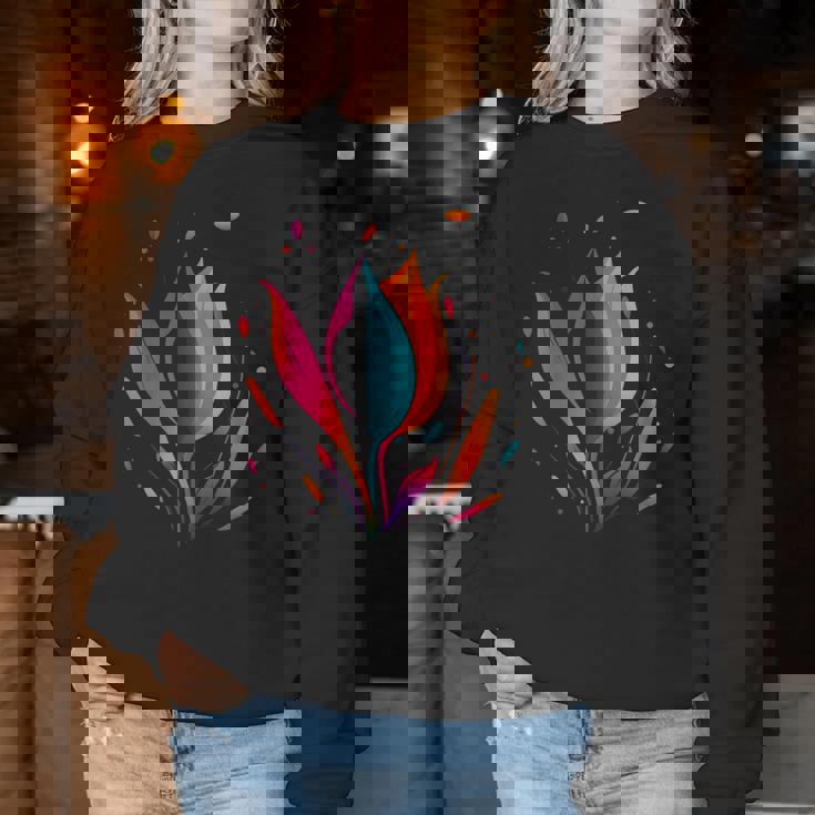 5月 誕生日 チューリップ 花 春 チューリップ 白 花 女の子 レディーススウェットシャツ 面白い贈り物