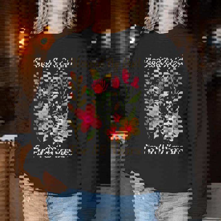 89歳 神様の祝福 可愛い庭の花 89歳の誕生日 レディーススウェットシャツ 面白い贈り物