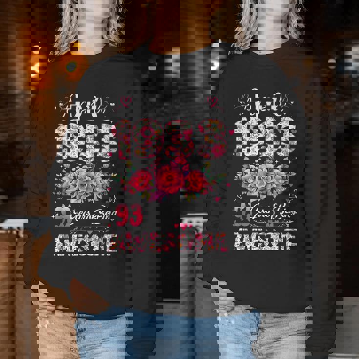 93歳 1933年4月 花柄 93歳 誕生日 男性 女性 レディーススウェットシャツ 面白い贈り物