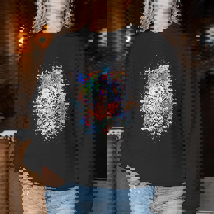 Beelegant 加熱虎 水彩画 面白い虎 レディーススウェットシャツ 面白い贈り物