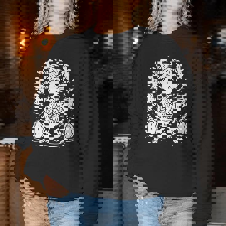 Cozyeason Duck かわいい 秋 パンプキン スパイス 秋 コーヒー 長袖tシャツ レディーススウェットシャツ 面白い贈り物