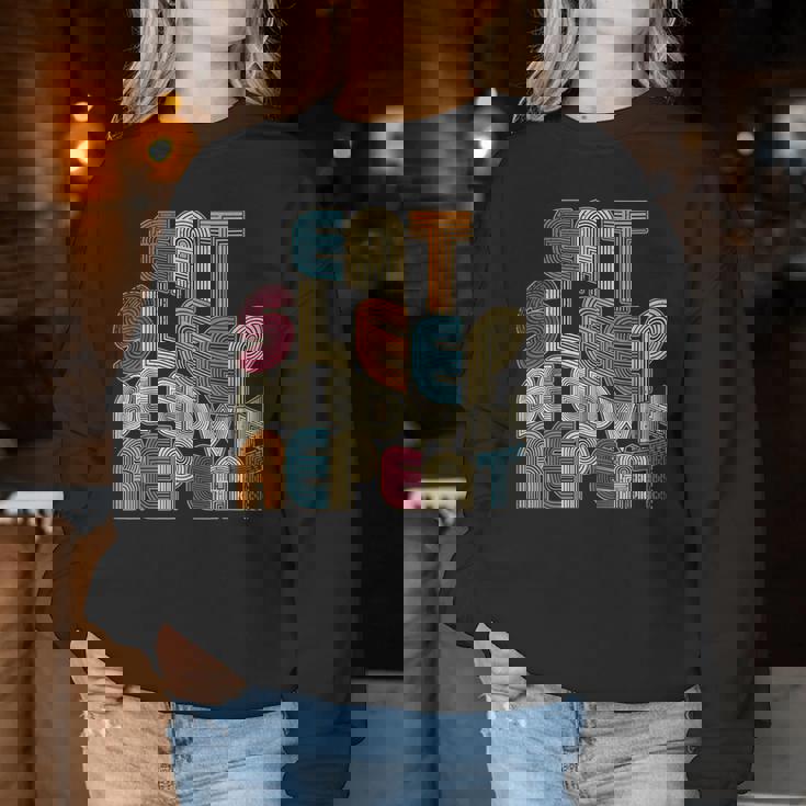 Eatleep Be Edwin Repeat Groovy Retro Edwin レディーススウェットシャツ 面白い贈り物