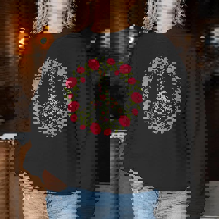 Flower Power Peace Love 60年代 70年代 ヒッピーコスチューム レディーススウェットシャツ 面白い贈り物