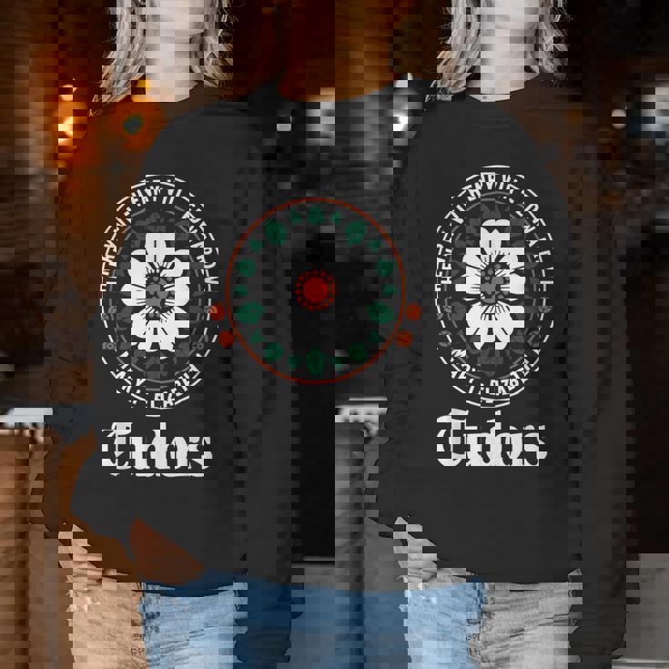 Tudor Kings、Queens Monarchs Of English History Rose レディーススウェットシャツ 面白い贈り物